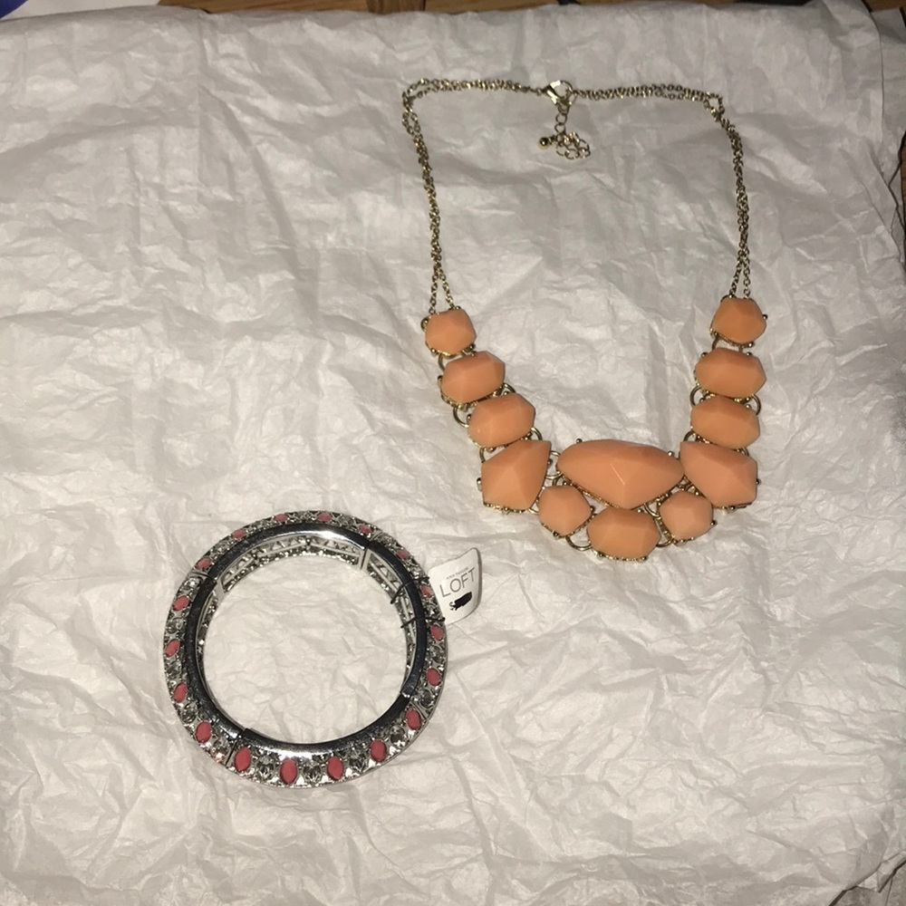 Loft Bracelet and Peach colored Necklace